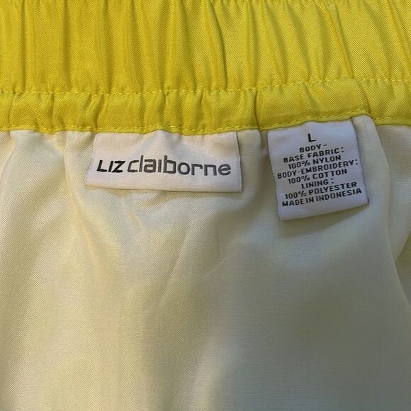 Liz Claiborne Chartreuse Embroidered Elastic Waist  Skirt size Lg - Picture 4 of 7